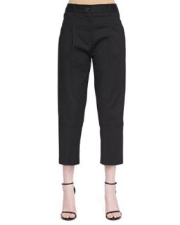 Womens Cropped Pleated Twill Pants   Robert Rodriguez   Black (2)