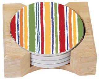 CounterArt Santa Fe Fiesta Design Absorbent Coasters in Wooden Holder, Set of 4 Kitchen & Dining
