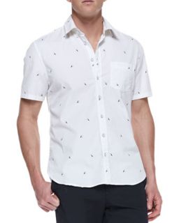 Mens Toucan Embroidered Oxford Shirt, White   Rag & Bone   White (SMALL)