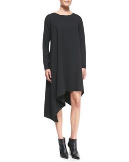 Womens Long Sleeve Crepe Shift Dress, Black   Faith Connexion   Black (SMALL)