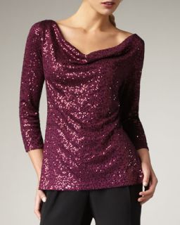 Womens Stretch Sequined Top   Eileen Fisher   Crimson (X SMALL (2/4))