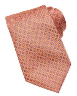 Mens Micro Medallion Silk Tie, Orange   Stefano Ricci   Orange