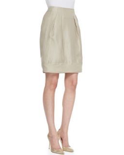 Womens Jackie Pleated Silk Skirt   Lafayette 148 New York   Khaki (14)