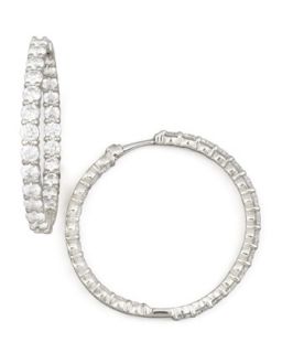 35mm White Gold Diamond Hoop Earrings, 5.55ct   Roberto Coin   White (35mm ,