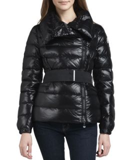 Womens Sabline Asymmetric Belted Puffer Jacket   Moncler   Blk 999 (1)