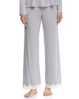 Womens Lady Godiva Contrast Lace PJ Pants   Eberjey   Slate (MEDIUM/6 8)