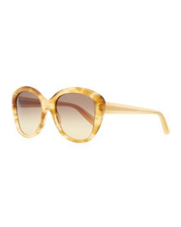 Large Variegated Sunglasses with Studs, Yellow/Brown   Bottega Veneta   Pink