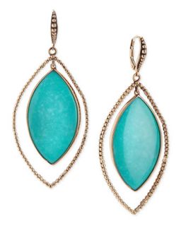 Nouveau Beaded Turquoise Marquis Earrings   Stephen Dweck   Turquoise