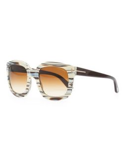 Cristophe Square Sunglasses, Ivory/Brown   Tom Ford   Ivory/Brown