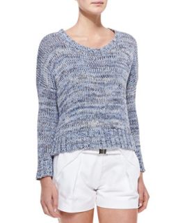 Womens Cropped Marled Knit Pullover   LAgence   Malibu blue (MEDIUM)