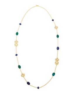 Chrysocolla, Crystal & Lapis Station Necklace   Alexis Bittar   Gold