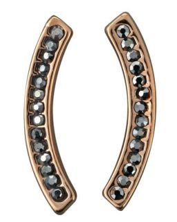 Rose Gold Plate Pave Curved Comet Earrings   Rebecca Minkoff   Gold