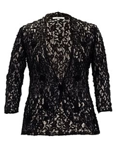 Chesca Lace jacket with cornelli embroidered trim Black