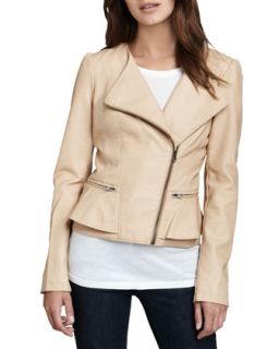 Womens Faux Leather Peplum Jacket   Cusp by    Camel (XS)