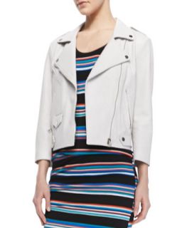 Womens Wes Perforated Leather Moto Jacket   Rebecca Minkoff   Chalk (SMALL)