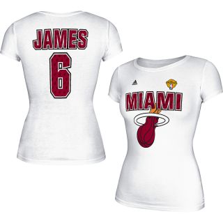 adidas Womens Miami Heat LeBron James Player Name And Number T Shirt   Size