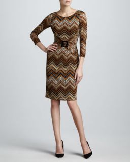 Womens Zigzag Stripe Dress   David Meister   Copper multi (4)