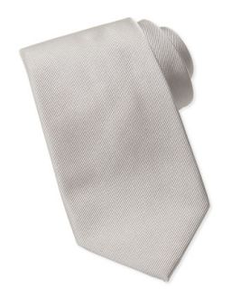 Mens Silk Faille Tie, Silver   Brioni   Silver
