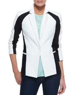 Womens Colorblock One Button Jacket   DKNY   White/Black (10)