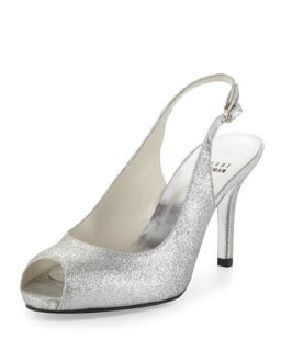 Litely Glitter Slingback Sandal, Silver   Stuart Weitzman   Silver (37.0B/7.0B)