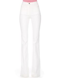 Womens Flared Stretch Denim Jeans   Michael Kors   Optic white (8)