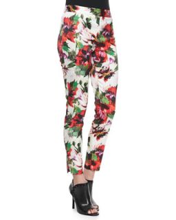 Womens Floral Print Slim Pants   Milly   Multi (6)