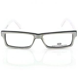 Pensee Eyeglasses Rectangle Black White Square Wayfarer Optical Frame 55mm Demo Lens Clothing