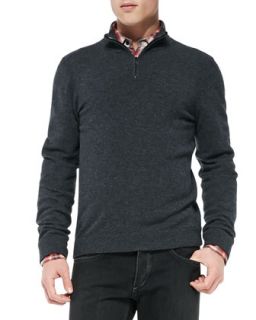 Mens Zeeland Suede Patch Pullover Sweater   Rag & Bone   Charcoal (LARGE)