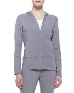 Womens Organic Stretch Hooded Jacket, Petite   Eileen Fisher   Pewter (PS