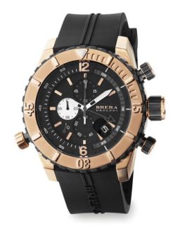 Mens Sottomarino Diver Watch, Black   Brera   Rose gold