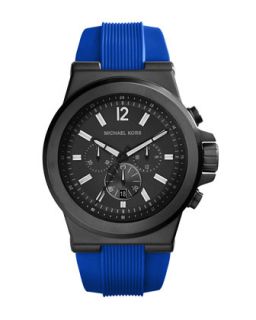 Mens Silicone/Stainless Steel Dylan Chronograph Watch   Michael Kors   Black