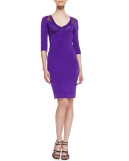 Womens 3/4 Sleeve Jersey Dress   Just Cavalli   Purple (LARGE)