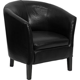 Flash Furniture Leather Barrel Shaped Guest Chair, Black