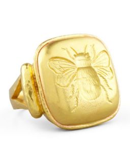19k Gold Bee Cushion Ring   Elizabeth Locke   Gold (6.5)