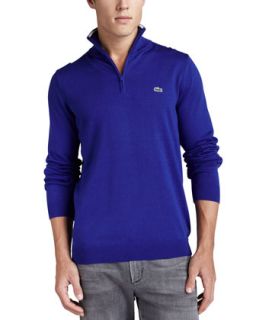 Mens 1/4 Zip Tipped Pullover, Luxe Blue   Lacoste   Luxe blue/Black (XXLARGE/8)