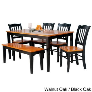Ac Pacific Solid Hardwood Two tone 6 piece Dining Set Black Size 6 Piece Sets
