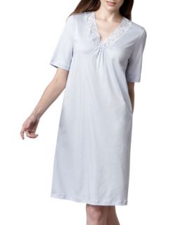 Womens Moments Short Sleeve Gown, Blue Glow   Hanro   Blue glow (LARGE)