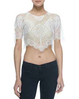 Womens Grace Scalloped Lace Crop Top, White   For Love & Lemons   White