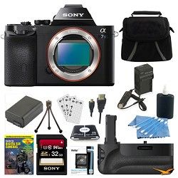 Sony ILCE 7S/B a7S Full Frame Camera 32GB SDHC Card, Battery Grip Bundle