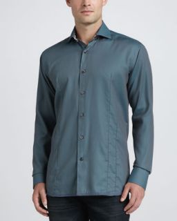 Mens Victor Long Sleeve Jacquard Sport Shirt, Turquoise   Bogosse   Turquoise