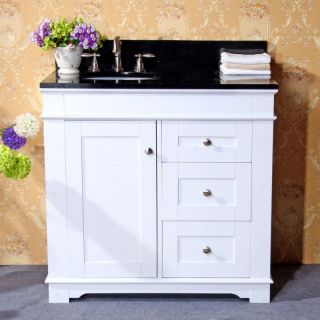 Legion Furniture Kingston 37 in. Single Bathroom Vanity   White with Black Granite Top   Single Sink Bathroom Vanities