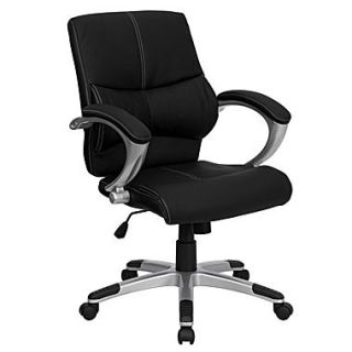 Flash Furniture Mid Back Leather Contemporary Managers Office Chair, Black