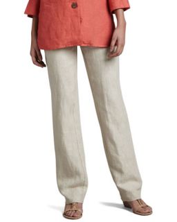 Womens Relaxed Linen Trousers   Oatmeal (X LARGE/16)