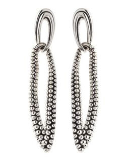 Sterling Silver Caviar Oval Suspended Earrings   Lagos   Silver