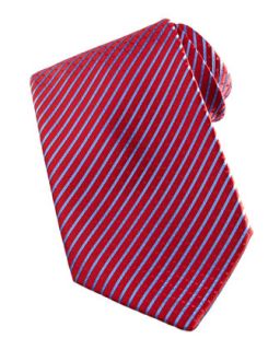 Mens Narrow Stripe Silk Tie, Red/Blue   Stefano Ricci   Redblu