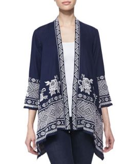 Womens Baylee Embroidered Drape Cardigan   Johnny Was Collection   Nightwatch