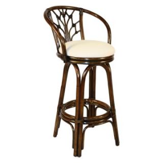 Hospitality Rattan Valencia Indoor Swivel Rattan & Wicker 30 in. Bar Stool with Cushion   Antique   Bistro Chairs
