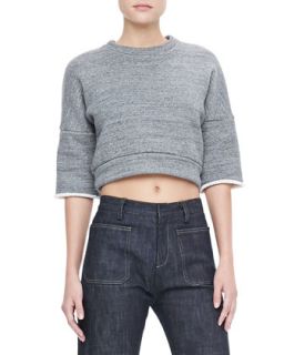 Womens Cropped Sweatshirt Pullover, Charcoal   Derek Lam   Charcoal (44)