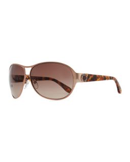 Metal Shield Sunglasses with Tortoise Arms, Copper   Marc by Marc Jacobs  