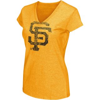 G III Womens San Francisco Giants Neon V Neck Short Sleeve T Shirt   Size L,